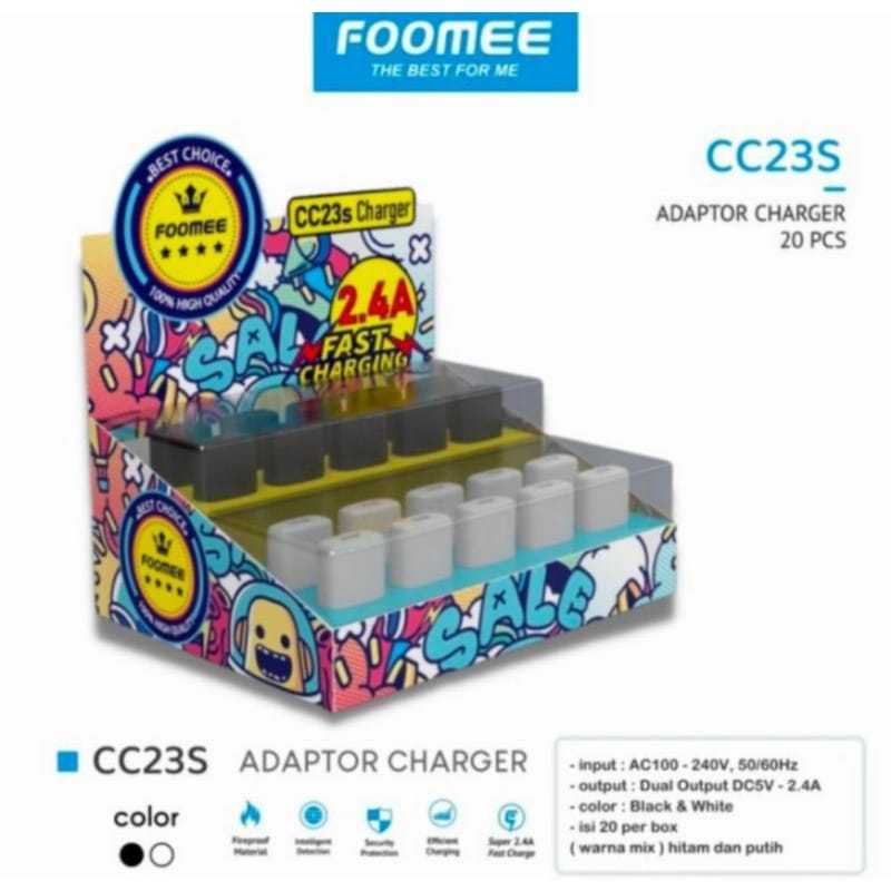 Batok Foomee CC23 / CC23S 2.4A Dual USB Output Batok Charge Fast Charging HP CHARGER