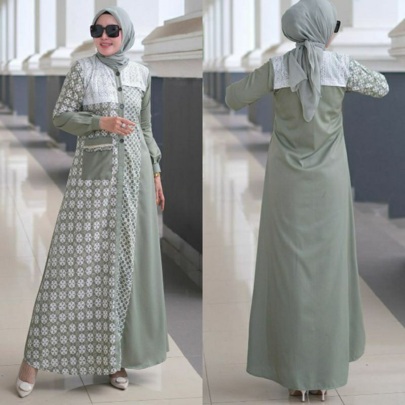 PITALOKA DRESS GAMIS BATIK KOMBINASI BAHAN KATUN PREMIUM ORI BUTIK U2C KHANZALIA