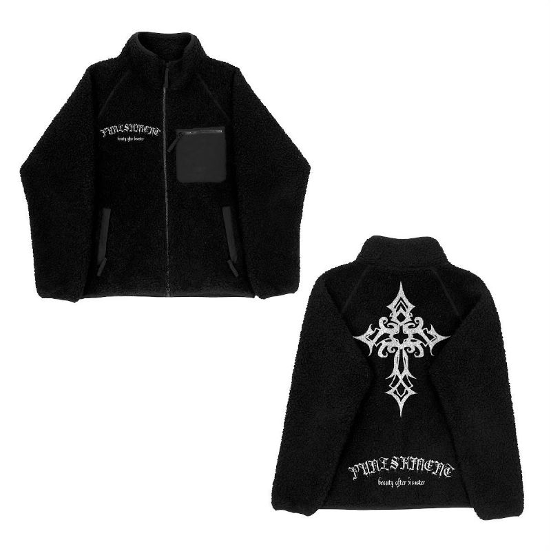 SHERPA JACKET DISTRO JAKET SHERVA BULU TEBAL BLACK EDISON