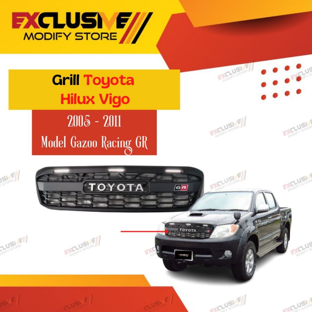 TOYOTA HILUX VIGO 2005-2011 DRL LED GRILLE MODEL GAZOO GR RACING