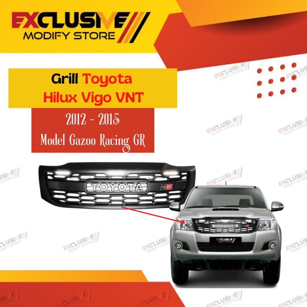 TOYOTA HILUX VIGO VNT 2012-2015 DRL LED GRILLE MODEL GAZOO GR RACING
