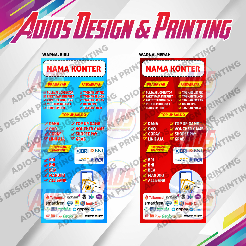 SPANDUK BANNER KONTER PULSA / SPANDUK PULSA