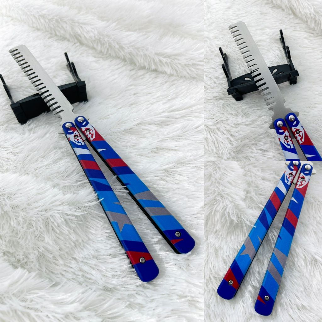 Koleksi Mainan Yoru Wallet Valorant Game Balisong Yoru Comb Butterfly Fake Knife Life Size 23cm Butt