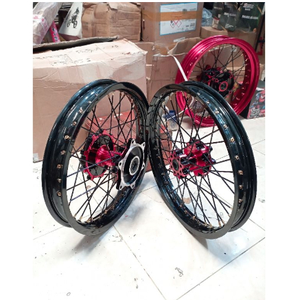 Velg Supermoto / Wheelset supermoto CRF150L KLX WR155 Semi Herex Cacing Paket Hemat Terjangkau