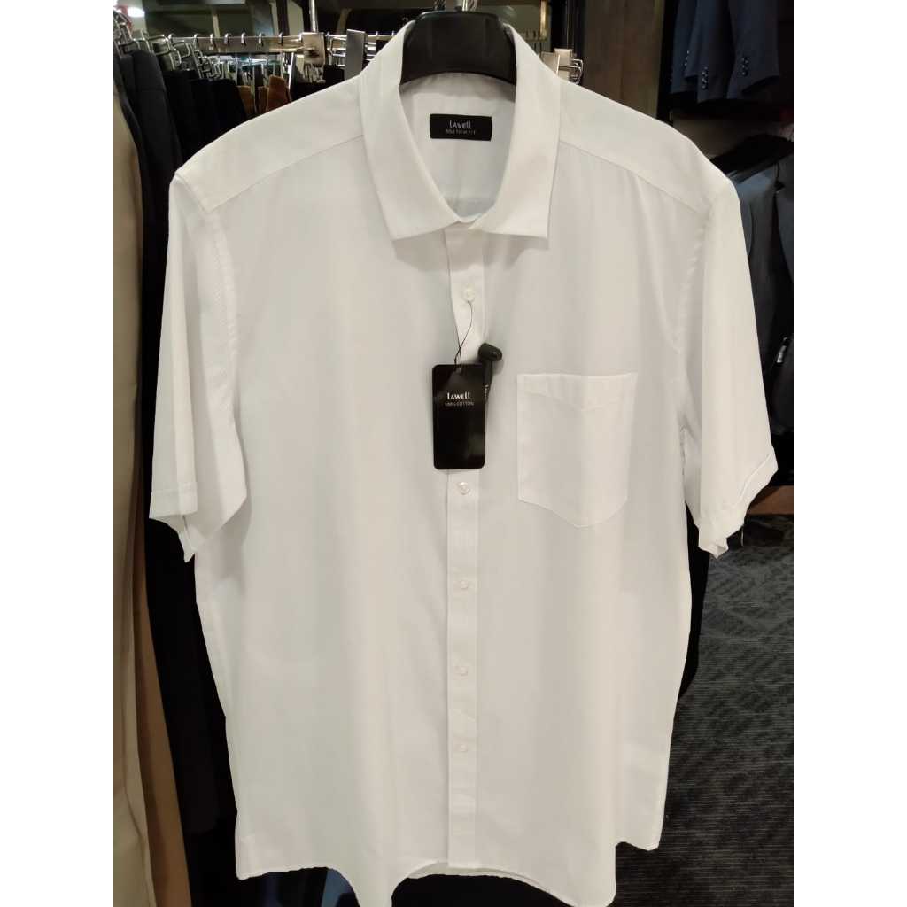 Kemeja hitam/putih lengan pendek merk lawell by matahari