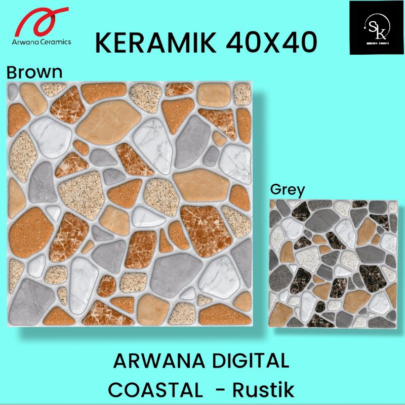 Keramik lantai 40x40 Arwana Digital Coastal - Rustik/Kasar