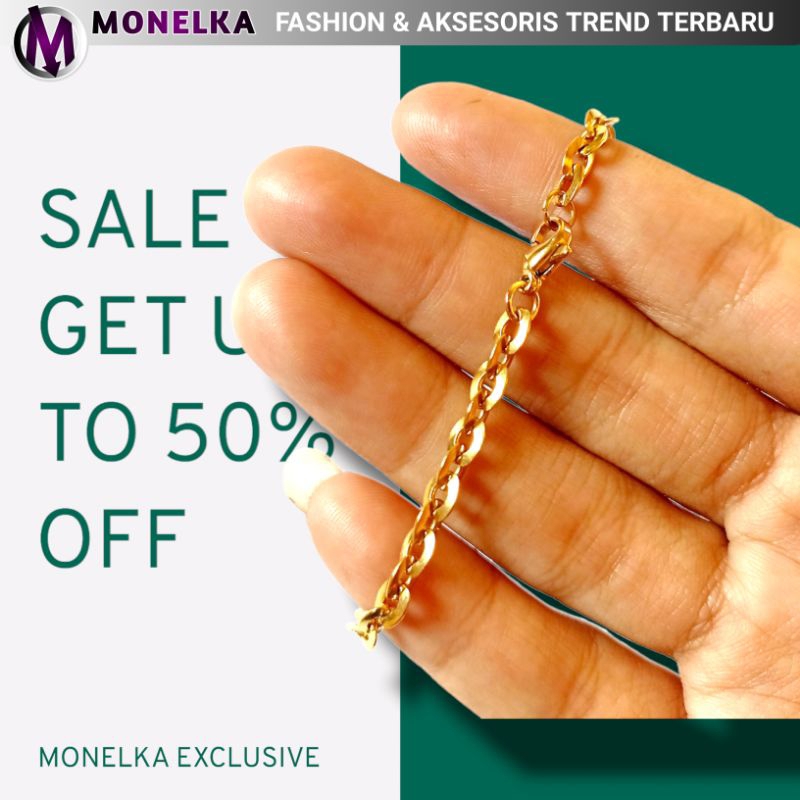 Free Ongkir - Gelang Dealova Pria Wanita Emas | Gelang Titanium Rantai Stainless 316L/Gelang Anak Ba