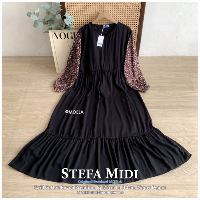 STEFA MIDI BY MOELA Midi Dress Series Hitam Kombinasi