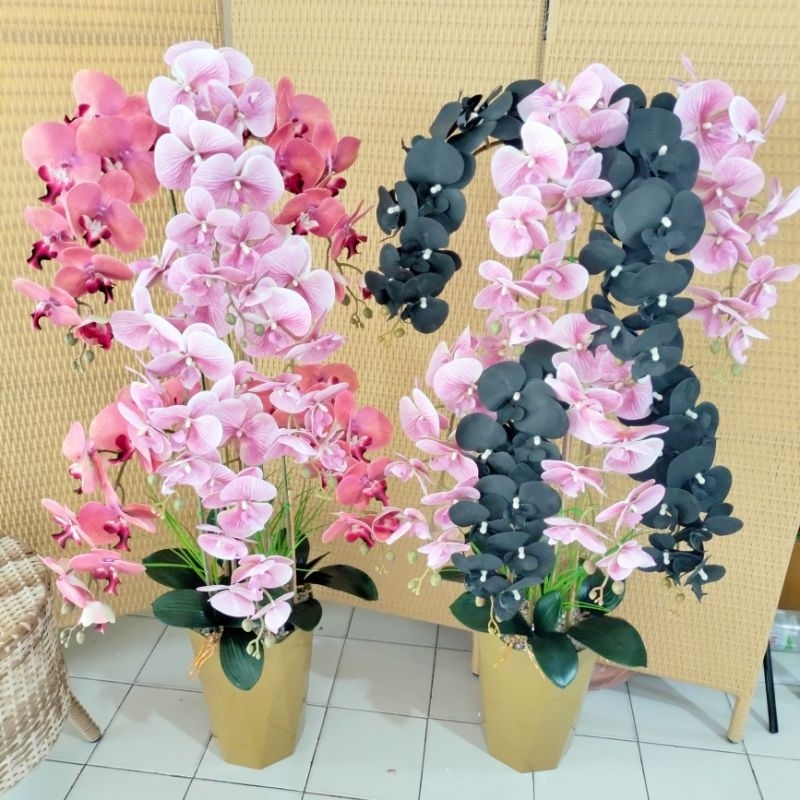 BUNGA ANGGREK LATEX P PLST EMAS DEKORASI RUMAH SUDUT