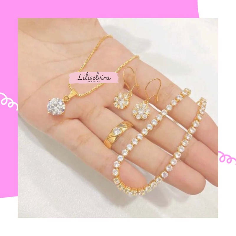 Perhiasan emas satu set permata dewasa terbaru