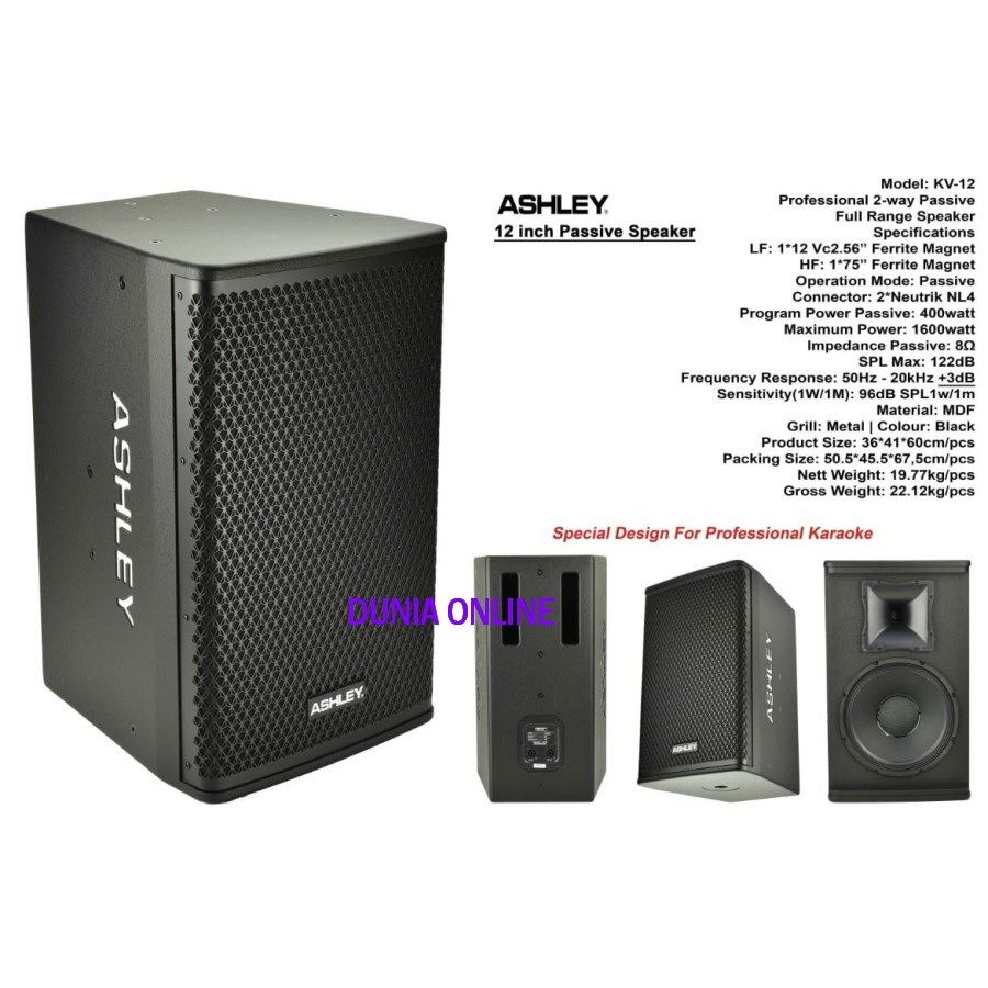 Speaker pasif ASHLEY 12 inch KV 12 KV12 ORIGINAL