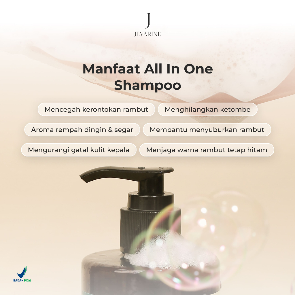 Jevarine All In One Shampoo - Penyubur , Penghitam dan Anti Rontok Bpom 100% Original