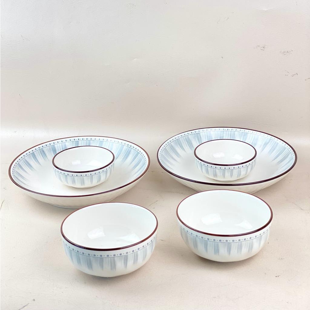 ASHOME piring dan mangkuk keramik set lengkap untuk 2 orang shido series ashome/ peralatan makan
