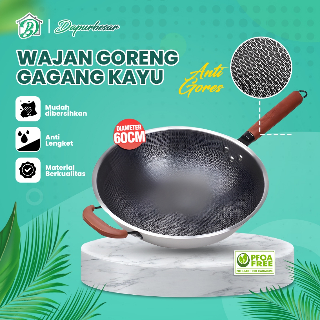 Wajan Wok Gagang Kuping Stainless Steel / Wajan Wok Tebal