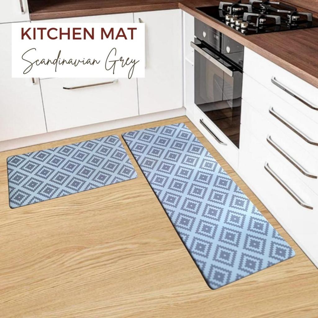 Kitchen Floor Mat SCANDINAVIAN GREY / Keset Alas Lantai Rumah Dapur Anti Selip Martha Karpet Surabay