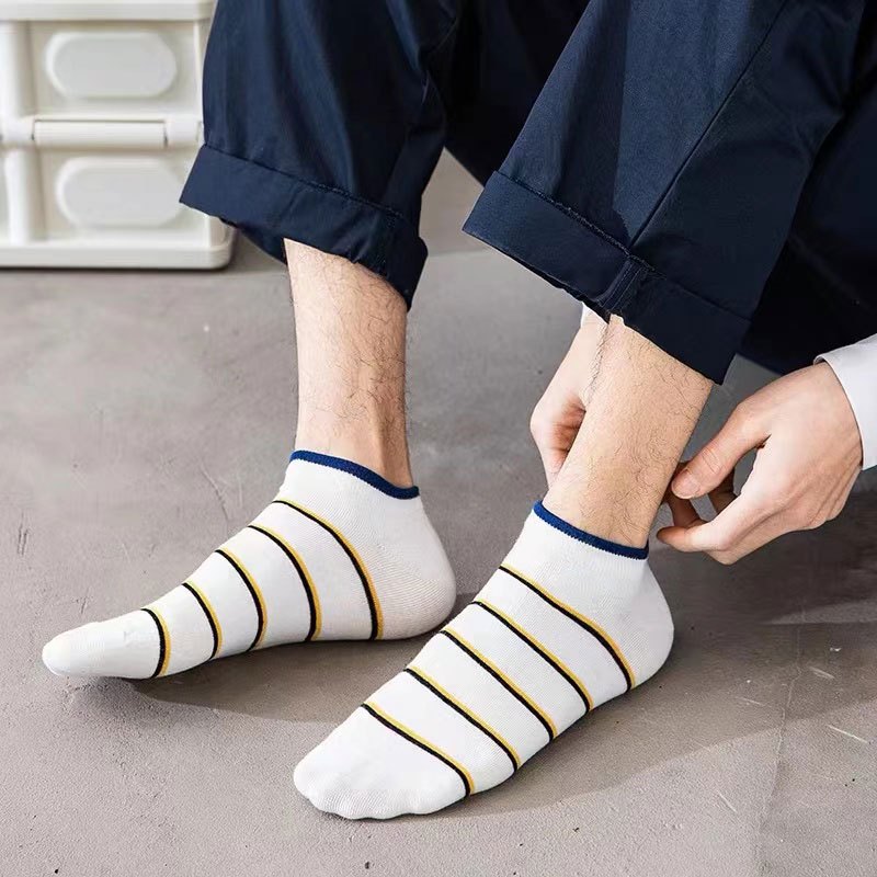 CHAVA | KK1414 Kaos Kaki Pendek Wanita Motif Garis-Garis Unisex Semata Kaus Kaki Socks Korean Fashion