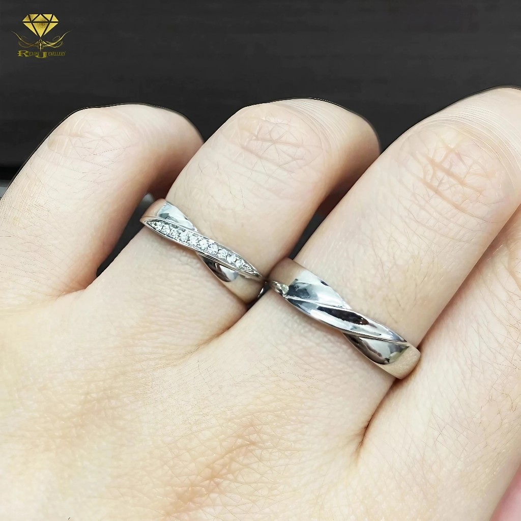 Cincin Couple Emas Berlian Eropa Asli ORI Kawin Nikah Tunangan Pernikahan Wedding Pria Wanita NS70