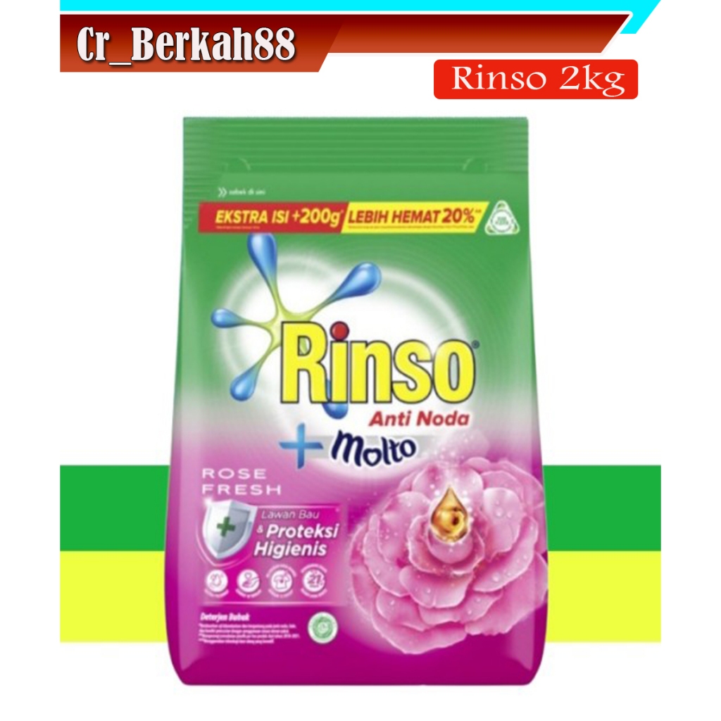 Rinso Molto Deterjen Bubuk Anti Noda Rose Fresh 2 kg / Rinso Rose Fresh 2 kg