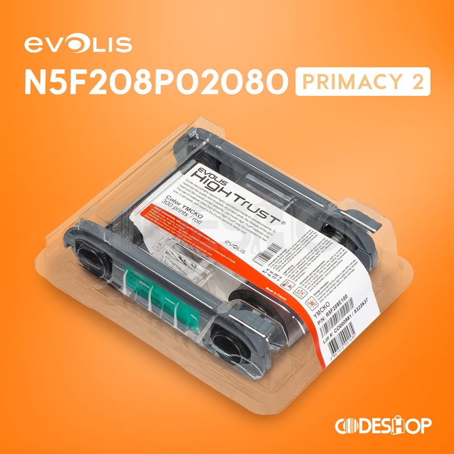 

Ribbon ID Card Printer Evolis Primacy PN : N5F208P02080 YMCKO 300 Sisi