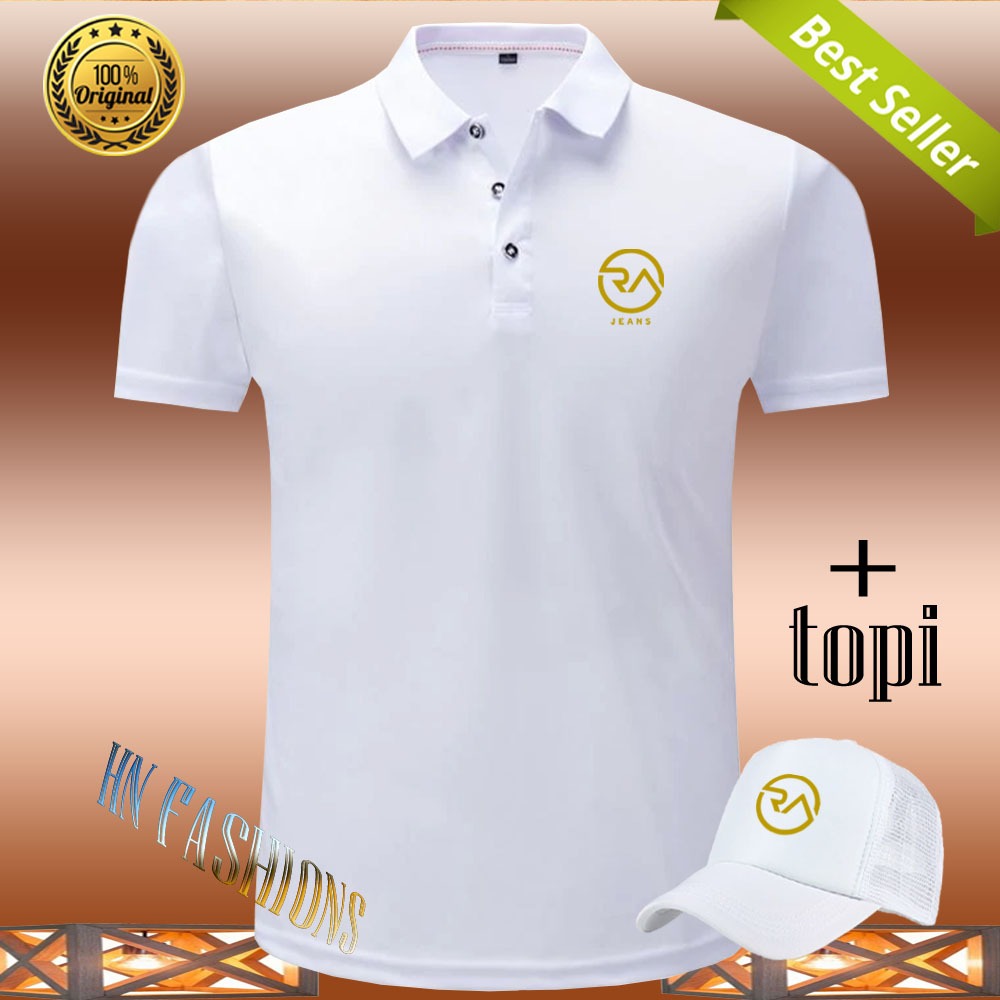 Hn Fashion - Bonus Topi..!!! Polo Kerah RA Jeans Gold - Kaos Kerah Pria Distro - Kaos polo Shirt pri