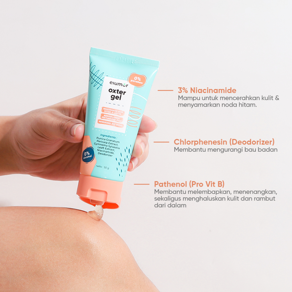 Bundle Oxter Gel New Formula 50g + Elumor Oxter Cream 30g | Deodorant &amp; Krim Pemutih Ketiak