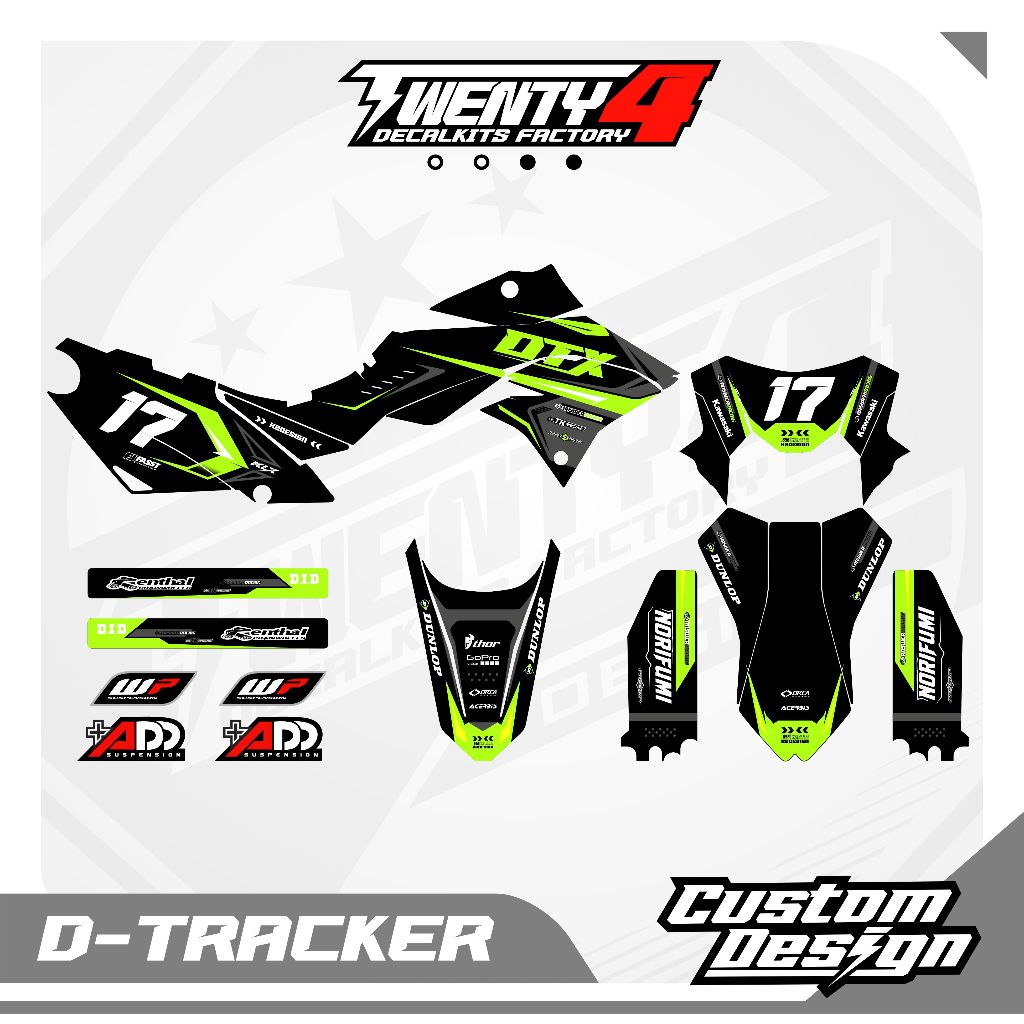 Decal Dtracker Hitam Hijau Simple Bebas Request Design