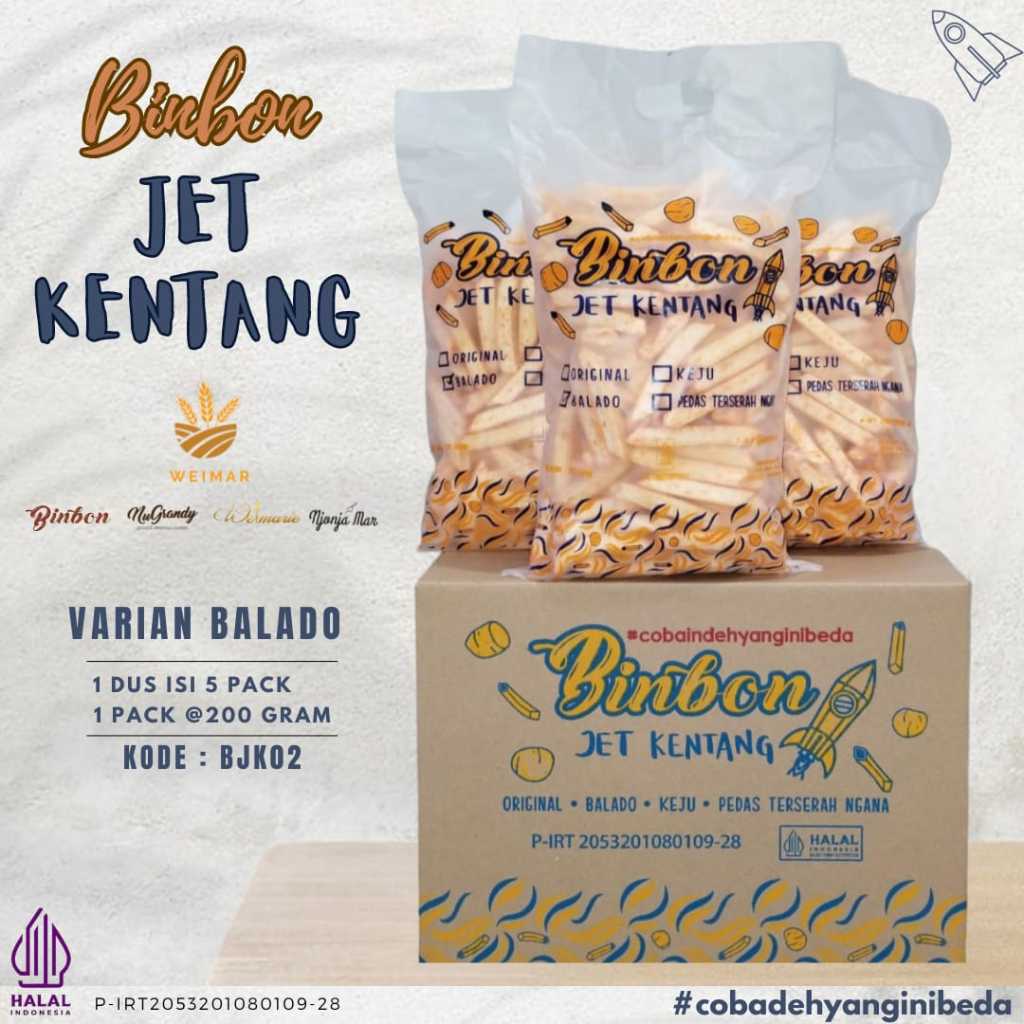 

BINBON JET KENTANG NEW PERDUS@5PACK/Original/Keju/Balado