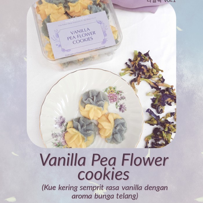 

Vanilla pea flower cookies (kue semprit vanilla bunga telang) | Nanica Cookies and friends