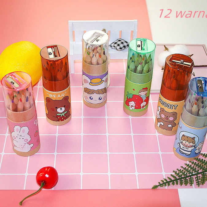 

➢❈ Pensil Warna Dan Peraut Pensil Warna Set 12 Warna/Set Pensil Warna dan Rautan 12 Paket