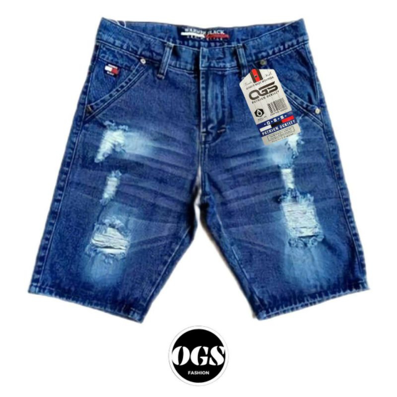 Celana Jeans Pendek Sobek Pria Ukuran Standar & Jumbo