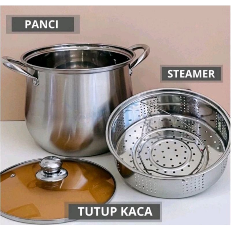PROMO Panci Steamer multifungsi plus sarangan / panci kukus multifungsi Sarang angkat