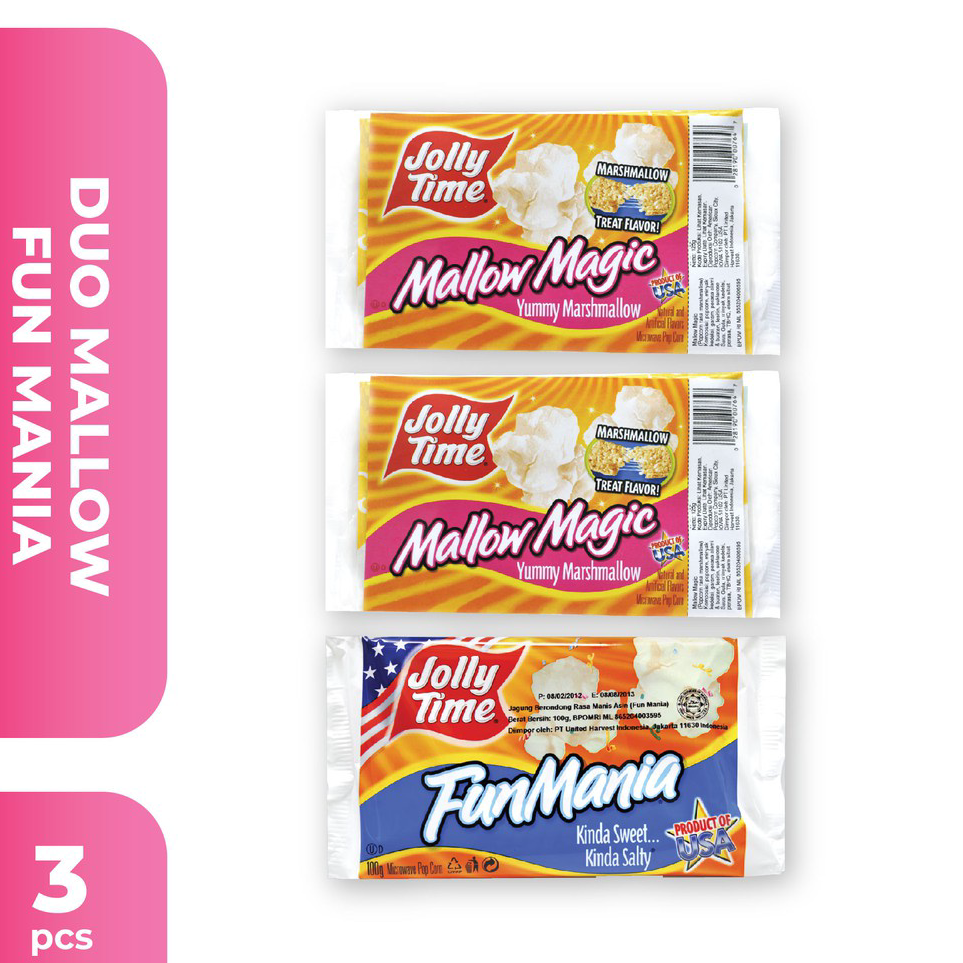 

Terbaru Jolly Time - Paket Duo Mallow FunMania (2MM, 1FM) - Mircowave Popcorn