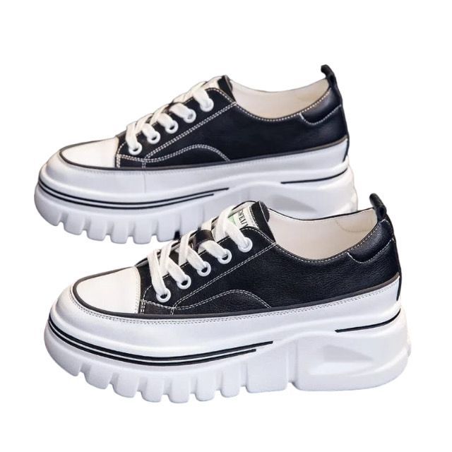 Sepatu Wanita Canvas Bertali Fashion Import Korea Sepatu Sneakers Wanita Hak Tinggi Fashionable