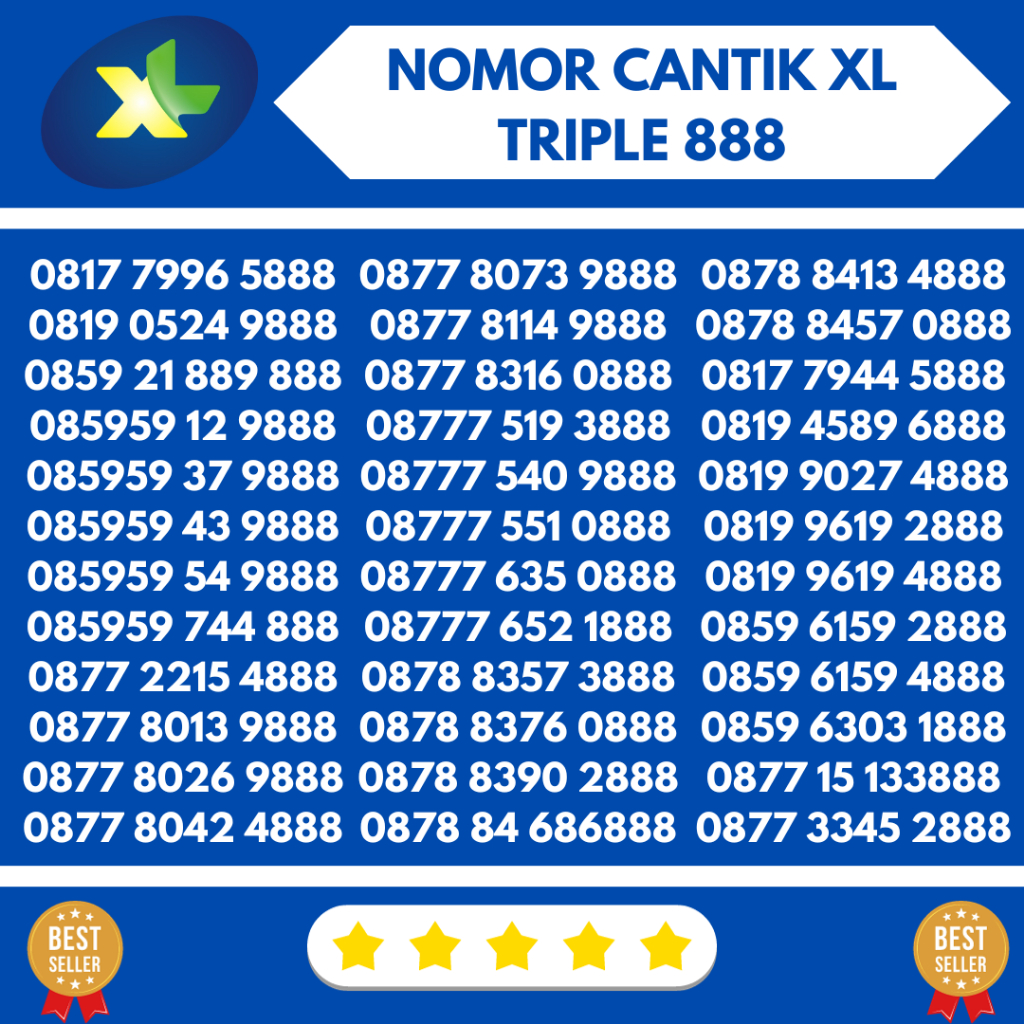 NOMOR CANTIK XL 4G TRIPLE BESAR 888