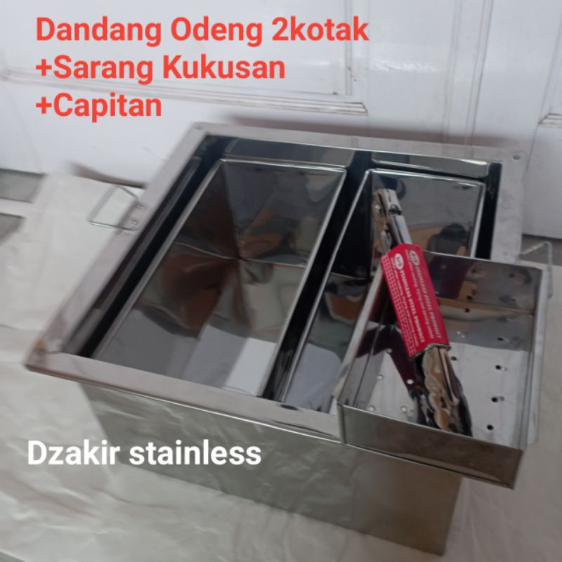 dandang odeng sekat 2 loyang/panci odeng kotak stainless