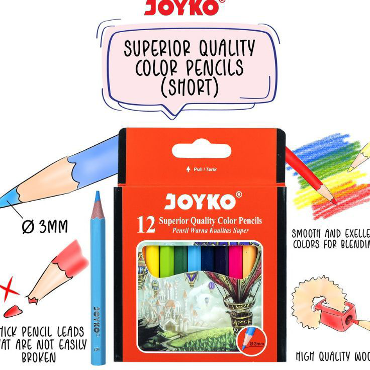 

Diskon Pensil Warna Joyko 12 Pendek CP-102 ( 1 set )