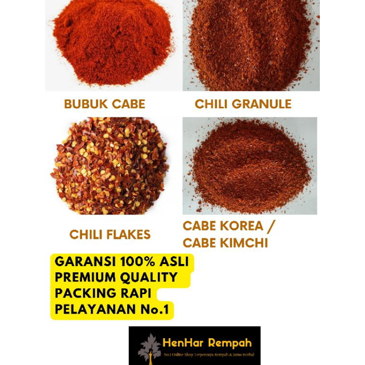 

Terlaku. Cabe Bubuk 50 gr & 100 gr | Cabe Granule | Cabe Flakes | Cabe Kimchi 50 gr & 100 gr