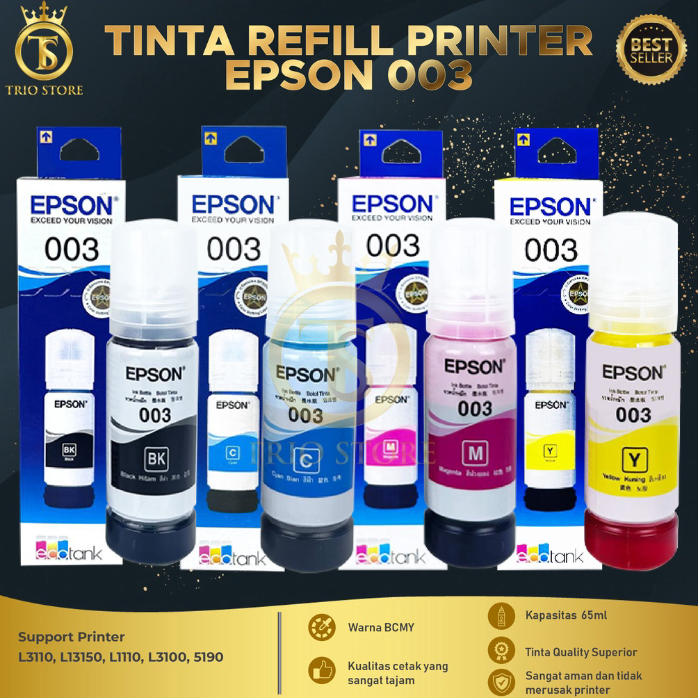 (TERBARU) Tinta Epson 003 Premium For Printer L1110 L5190 L3150 L3110 L3100