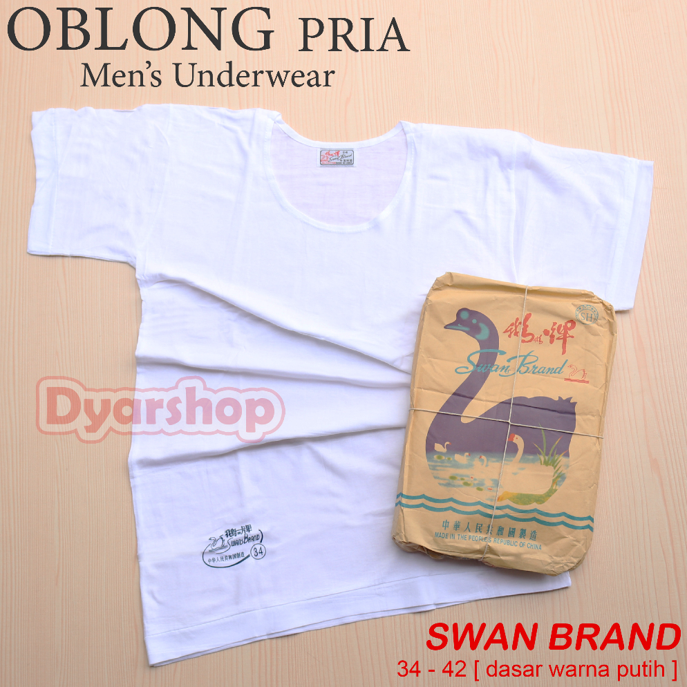TERBARU Oblong SWAN Brand Putih Polos || Kaos Oblong Pria Dewasa Size 34 s/d 42 Swan Brand Cap Angsa