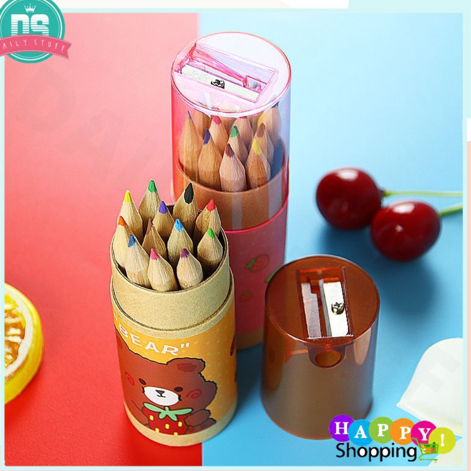 

Super Promo DS Pensil Warna Dan Rautan 12 IN 1 Mini Color Pencils Quality Pensil Warna Karakter Kemasan Tabung Murah Kualitas Import