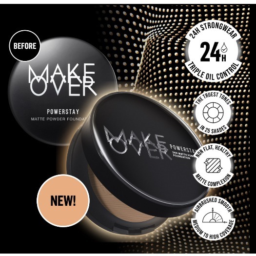 MAKE OVER Powerstay 24H Matte Powder Foundation | Makeover Bedak Padat Compact Powder BY beautyPAL