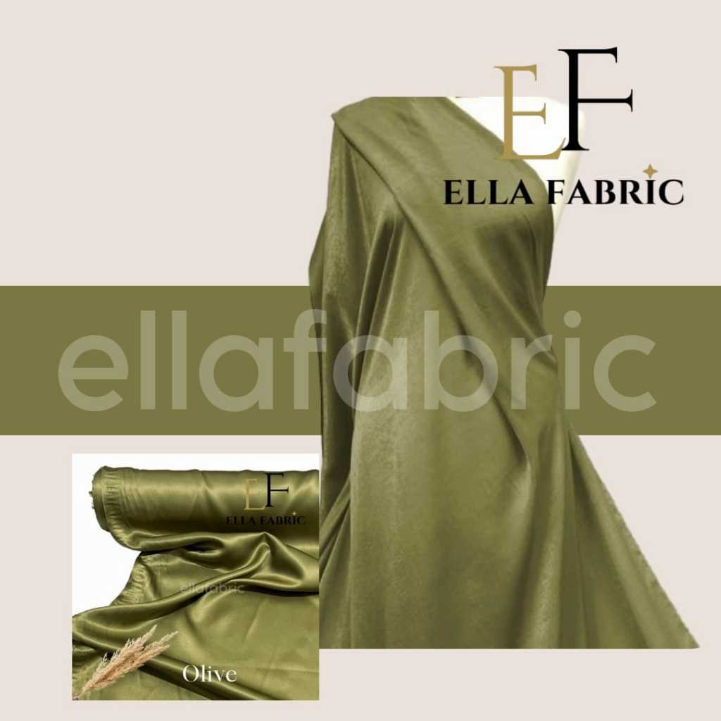 BAHAN KAIN SATIN PER KELIPATAN 1/2 (SETENGAH) Meter Satin Velvet Premium Olive
