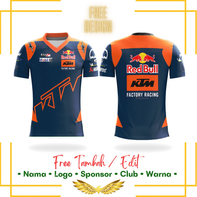 Jersey Baju Kaos MotoGP Balap Printing Custom | KTM RACING TEAM