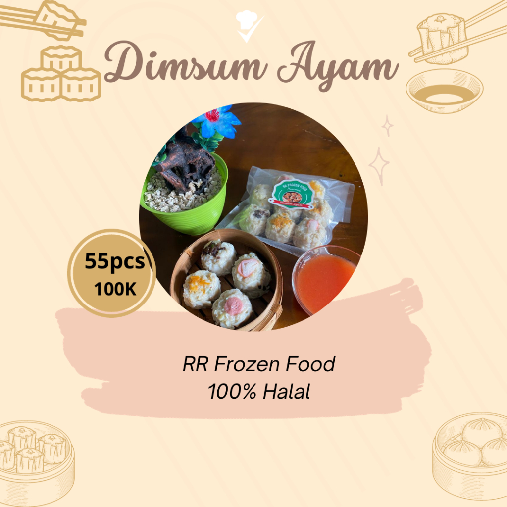 

Dimsum Ayam Halal isi 55pcs sudah termasuk saos RR Frozen Food