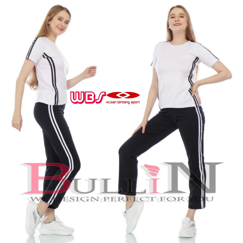 Setelan Jumbo sport wanita list aerobik / setelan jumbo baju pendek |BULLIN