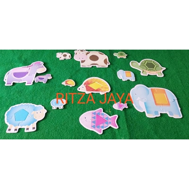 Puzzle Geometri 7 karakter hewan