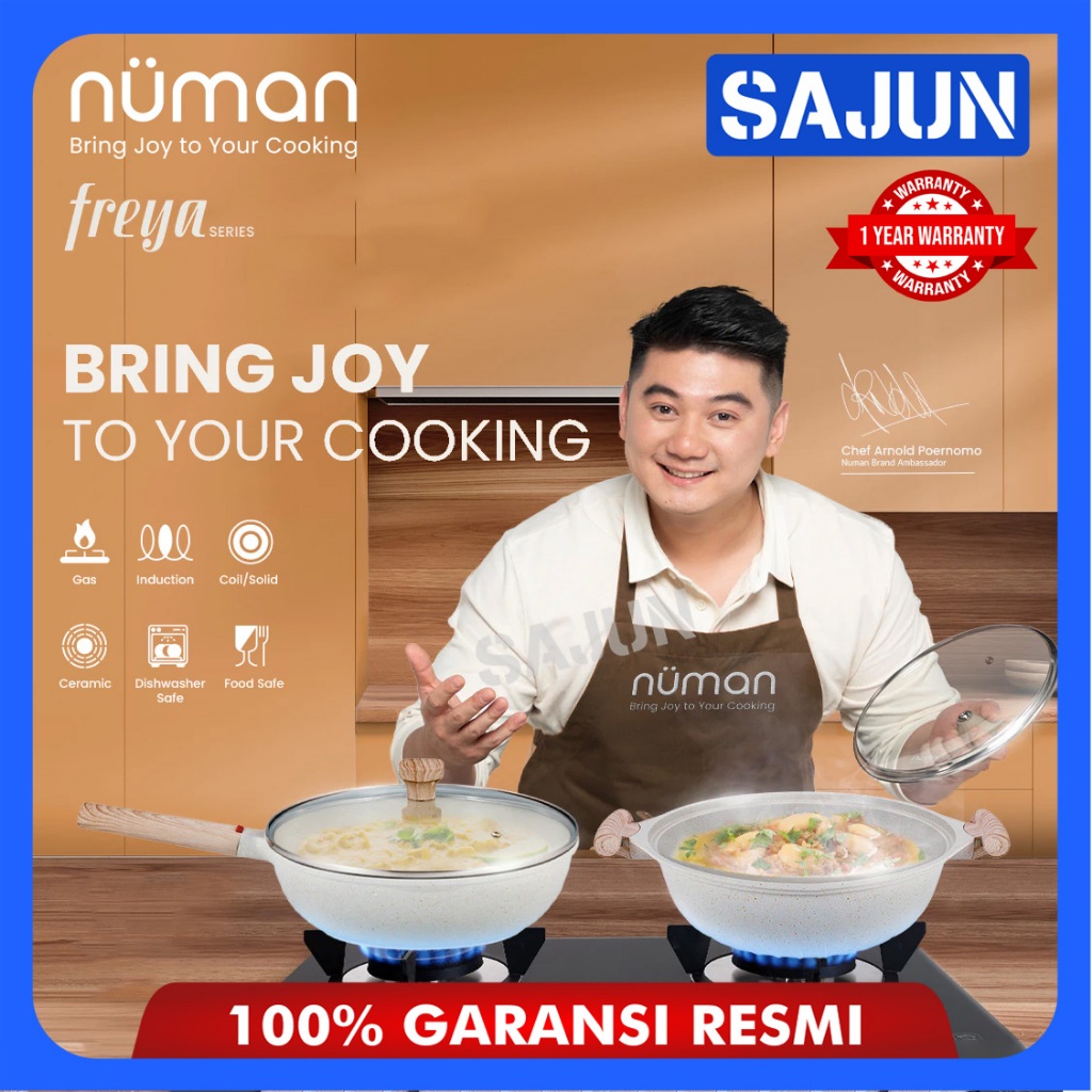 Numan Freya Series - Cookware Set / Panci Masak Marble Set Wok Pan