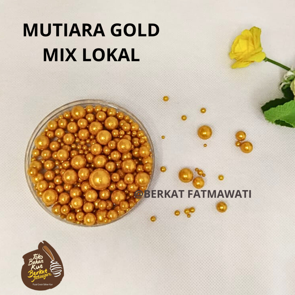 

MUTIARA GOLD LOKAL\ UK. 4MM / 7MM 50 GRAM / HIASAN KUE