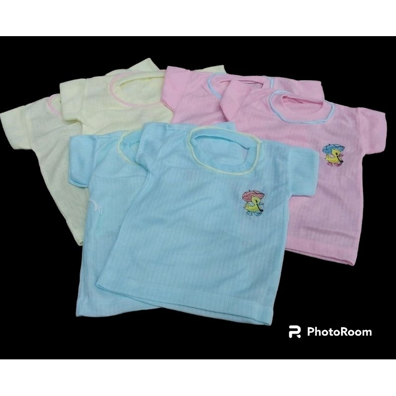 1 LUSIN (12 pcs) Kaos Bayi Pendek Bordir -  Oblong Bayi 0-6bulan SNI - Perlengkapan Bayi