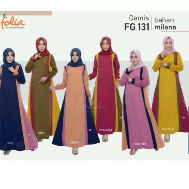 SALE || GAMIS TERBARU || FOLIA FG 131 OLIVE , SALMON || SIAP KIRIM